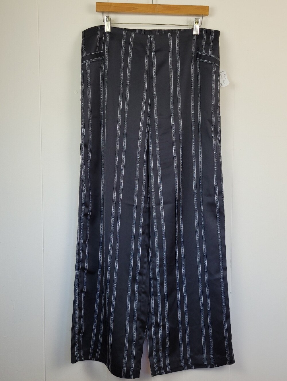 Cleo Large Black Striped Wide-Leg Pants